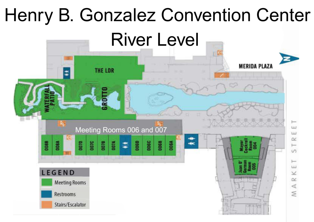 Mapa del nivel del río del Centro de Convenciones Henry B. Gonzalez